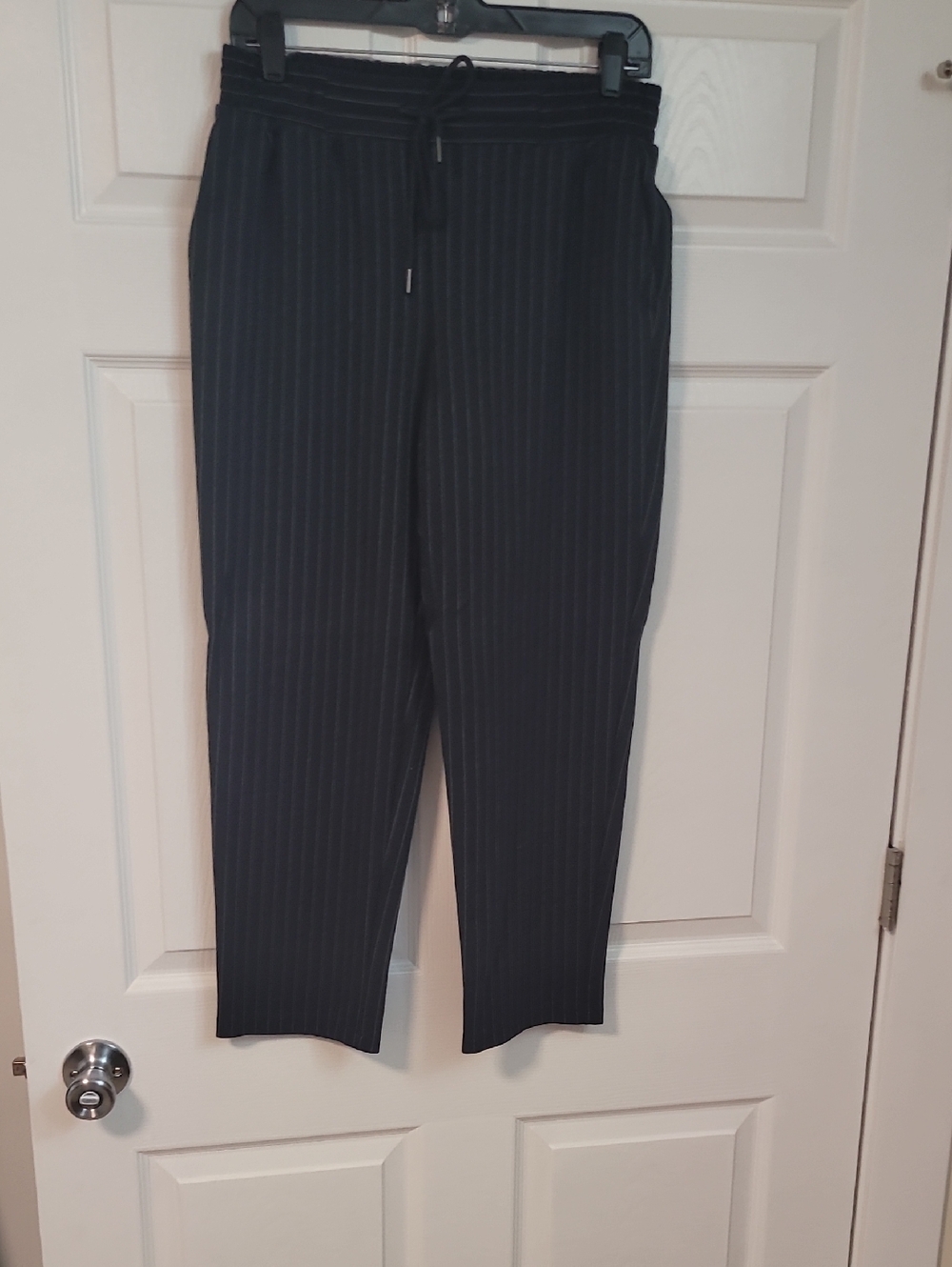 a new day Black Pinstripe Drawstring Tapered Pants